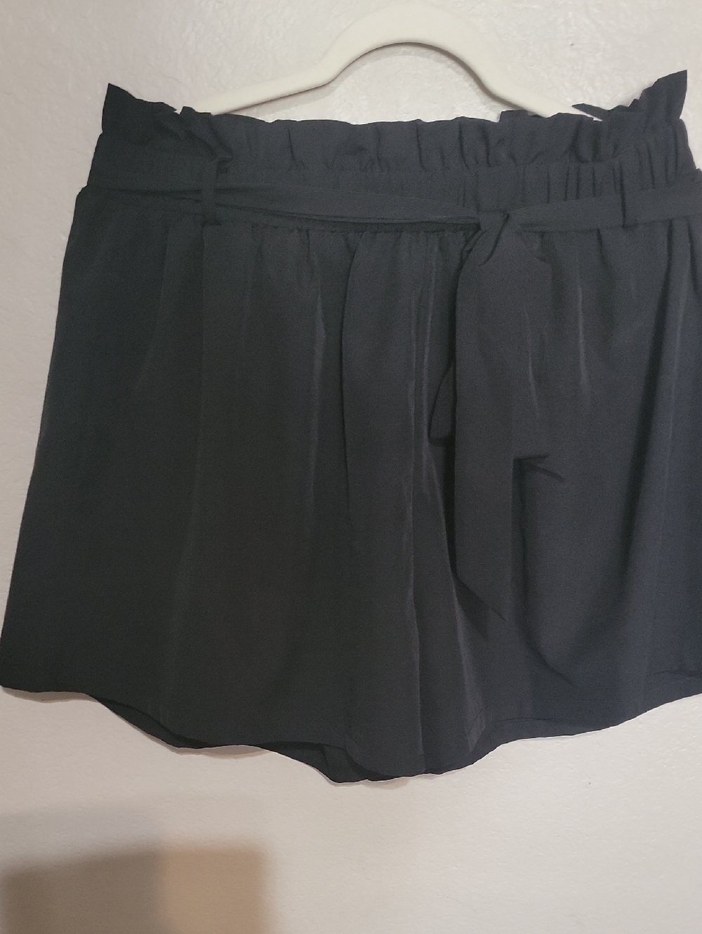 Women's High-Waist Black Paperbag Shorts with Self-Tie
